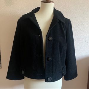 90s DKNY Wool Cropped Black Coat Jacket